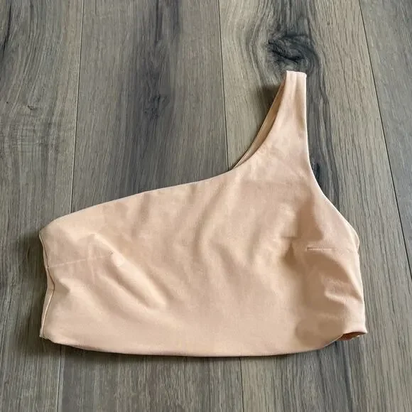 PLAYGROUND ACTIVE Tank Sports Bra Size Large Orange One Shoulder Cali Crop Top - Picture 1 of 7